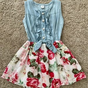Chambray & Floral Toddler Dress